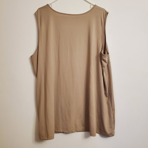 Catherines Dart Basic Solid Stretch Tank Top Shirt Womens 3X Tan Gold Champagne - Picture 6 of 7